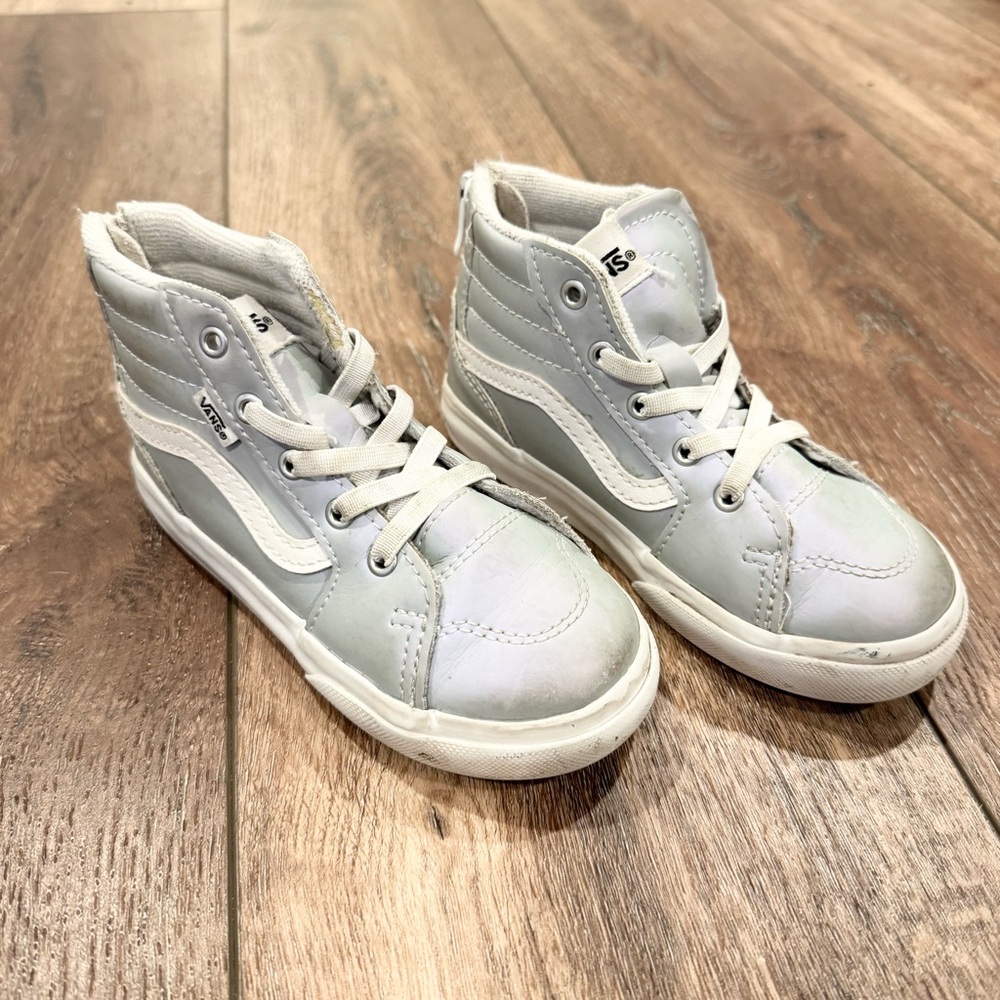 Vans‎ Toddler Girl Irredescent High Top Sneaker Shoes 9 Silver Purple School